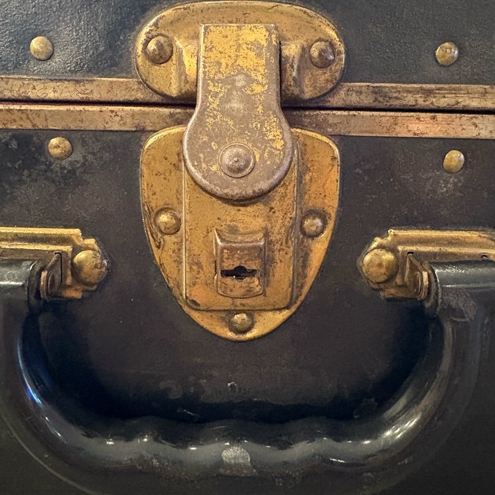 Vintage Black Suitcase with Brass Accents 20” x 13” x 7” - Picture 7 of 12